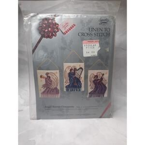 Candamar Something Special Linen To Crossstitch Kit Angels Banner Ornaments